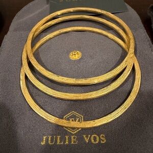 Julie Vos Gold Textured Bangle Stack - 3-Piece Bracelet Set